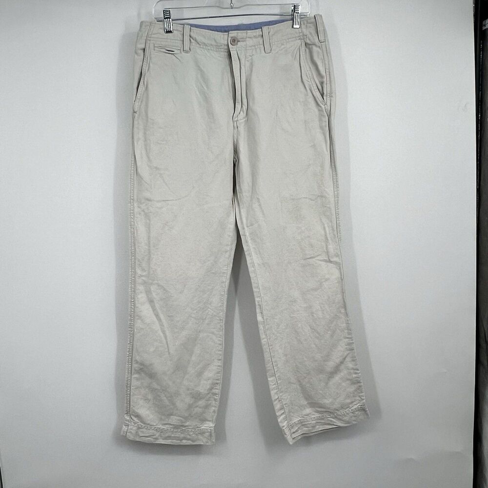 J. Crew Linen Cotton Blend Mens Bootleg Pants Beige 32X30 Beach Resort Vacation
